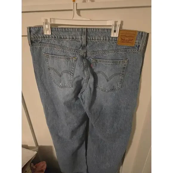 Levi's Superlow Distressed Wide Leg Jeans Light Wash Blue Size 32 - Picture 2 of 3